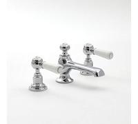 Milano Elizabeth Traditional 3 Tap-Hole Basin Mixer Tap Lever Handles - Chrome White