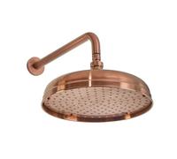 Milano Elizabeth Traditional 300mm Round Rainfall Shower Head Wall Mounted Arm - Copper
