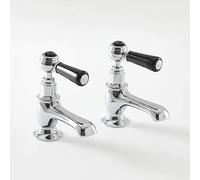 Milano Elizabeth Traditional Basin Pillar Taps Lever Handles - Chrome Black