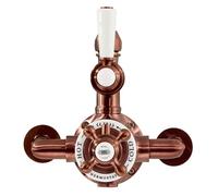 Milano Elizabeth Traditional Exposed Twin Thermostatic Mixer Shower Valve - Brushed Copper