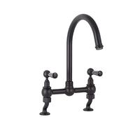 Milano Elizabeth Traditional Lever Handle Bridge Kitchen Sink Mixer Tap Swivel Spout - Black