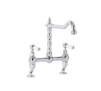 Milano Elizabeth Traditional Lever Handle Bridge Kitchen Sink Mixer Tap Swivel Spout - Chrome