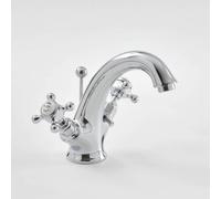 Milano Elizabeth - Traditional Mono Basin Mixer Tap Crosshead Handles - Chrome White