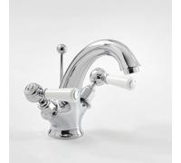 Milano Elizabeth - Traditional Mono Basin Mixer Tap Lever Handles - Chrome White