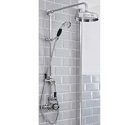 Milano Elizabeth Traditional Rigid Riser Thermostatic Mixer Valve Shower Head Handset - Chrome