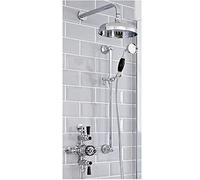 Milano Elizabeth Traditional Thermostatic Mixer Valve 200mm Shower Head Riser Rail - Chrome Black