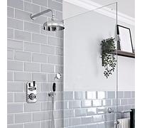 Milano Elizabeth Traditional Thermostatic Mixer Valve Hand Shower Round Shower Head - Chrome Black