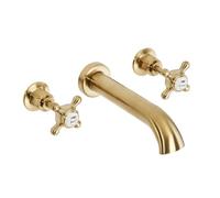 Milano Elizabeth Traditional Wall Mounted 3 Tap-Hole Bath Filler Tap Crosshead Handle - Brass