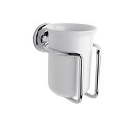 Milano Elizabeth Traditional Wall Mounted Bathroom Ceramic Toothbrush Tumbler Chrome Holder