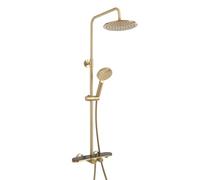 Milano Elsie Round Thermostatic Bar Valve Shower Head Multifunction Handset Bath Spout - Brass