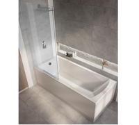Milano Elswick White 1500mm x 700mm Single Ended Square Shower Bath Chrome Screen Panels