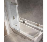 Milano Elswick White 1500mm x 700mm Single Ended Square Shower Bath Copper Screen