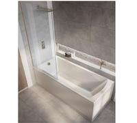 Milano Elswick White 1500mm x 700mm Single Ended Square Shower Bath Copper Screen Panels