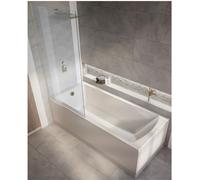 Milano Elswick White 1500mm x 700mm Single Ended Square Shower Bath Gold Screen Panels