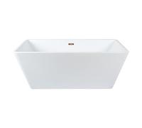Milano Elswick White 1615mm x 720mm Double Ended Freestanding Square Bath Waste Copper Overflow