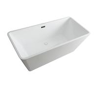 Milano Elswick White 1700mm x 750mm Double Ended Freestanding Square Bath Black Overflow Waste