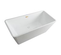 Milano Elswick White 1700mm x 750mm Double Ended Freestanding Square Bath Brass Overflow Waste
