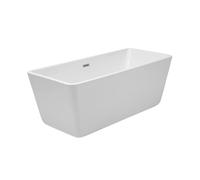 Milano Elswick White 1700mm x 750mm Double Ended Freestanding Square Bath Copper Overflow Waste
