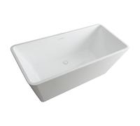 Milano Elswick White 1700mm x 750mm Double Ended Freestanding Square Bath White Overflow Waste