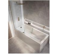 Milano Elswick White 1700mm x 750mm Single Ended Square Shower Bath Copper Screen Side Panel