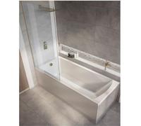 Milano Elswick White 1800mm x 800mm Single Ended Square Shower Bath Copper Screen Side Panel