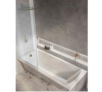 Milano Elswick White 1800mm x 800mm Single Ended Square Shower Bath Gold Screen