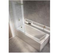 Milano Elswick White 1800mm x 800mm Single Ended Square Shower Bath Gold Screen Side Panel
