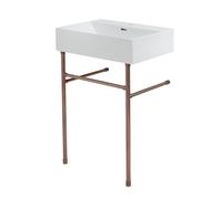 Milano Elswick White Ceramic 1 Tap Hole Bathroom Basin Sink Copper Washstand - 605mm x 430mm