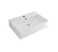 Milano Elswick White Ceramic Rectangular Countertop Wall Mounted Bathroom Basin Sink - 605mm x 430mm