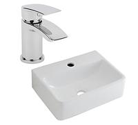 Milano Farington Rectangular Countertop Bathroom Basin Sink Mono Mixer Tap - 400mm x 295mm