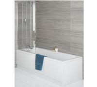 Milano Farington White 1600mm x 700mm Single Ended Bath Folding Screen Panels