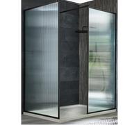 Milano Florence Black Corner Fluted Glass Framed Shower Enclosure Drying Tray - 1400mm x 900mm