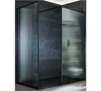 Milano Florence Black Corner Fluted Glass Framed Shower Enclosure Graphite Tray - 1600mm x 800mm