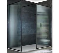 Milano Florence Black Corner Fluted Glass Framed Shower Enclosure White Tray - 1800mm x 900mm