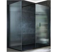 Milano Florence Black Corner Fluted Glass Shower Enclosure Graphite Tray - 1500mm x 800mm