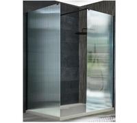 Milano Florence Black Corner Fluted Glass Shower Enclosure White Tray - 1700mm x 900mm