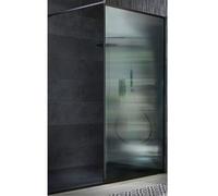 Milano Florence Black Fluted Glass Framed Shower Enclosure Graphite Tray - 1400mm x 900mm
