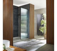 Milano Florence Black Fluted Glass Framed Shower Enclosure White Tray - 1600mm x 800mm