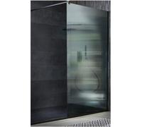 Milano Florence Black Fluted Glass Shower Enclosure Graphite Tray - 1400mm x 800mm