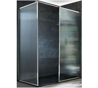 Milano Florence Chrome Corner Fluted Glass Framed Shower Enclosure Graphite Tray - 1800mm x 900mm