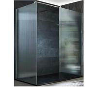 Milano Florence Chrome Corner Fluted Glass Shower Enclosure Graphite Tray - 1400mm x 800mm