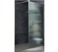 Milano Florence Chrome Fluted Glass Shower Enclosure Light Grey Tray - 1700mm x 900mm
