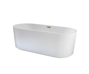 Milano Florence White 1700mm x 800mm Freestanding Double Ended Fluted Bath Brass Overflow