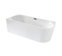 Milano Florence White 1700mm x 800mm Left Hand Fluted Corner Bath Black Overflow