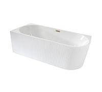 Milano Florence White 1700mm x 800mm Left Hand Fluted Corner Bath Brass Overflow