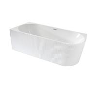 Milano Florence White 1700mm x 800mm Left Hand Fluted Corner Bath White Overflow