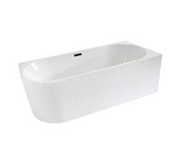 Milano Florence White 1700mm x 800mm Right Hand Fluted Corner Bath Black Overflow