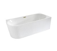 Milano Florence White 1700mm x 800mm Right Hand Fluted Corner Bath Brass Overflow