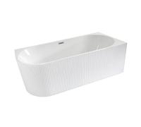 Milano Florence White 1700mm x 800mm Right Hand Fluted Corner Bath Chrome Overflow