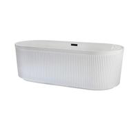 Milano Florence White 1700mm x 800mm Rimmed Freestanding Double Ended Fluted Bath Black Overflow